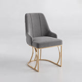 Scaun Lucca Crem – Tapițat Elegant, Picioare Metalice Aurii, Spătar Capitonat cu Inel Decorativ – Desire Furniture