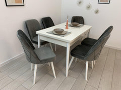 Berlin Set Masa Extensibila 80*130-170 Antracit Gri 6 buc Scaune - Desire Furniture