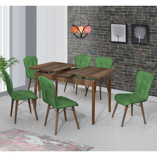 Safir Set masa 80*170 (extensibila) si scaune (6 bucati) Verde / Desire Furniture - Desire Furniture