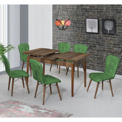 Safir Set masa 80*170 (extensibila) si scaune (6 bucati) Verde / Desire Furniture - Desire Furniture