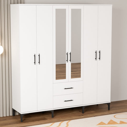 Dulap Desire cu 6 Uși – Design Modern, Spațios și Elegant, Alb Lucios