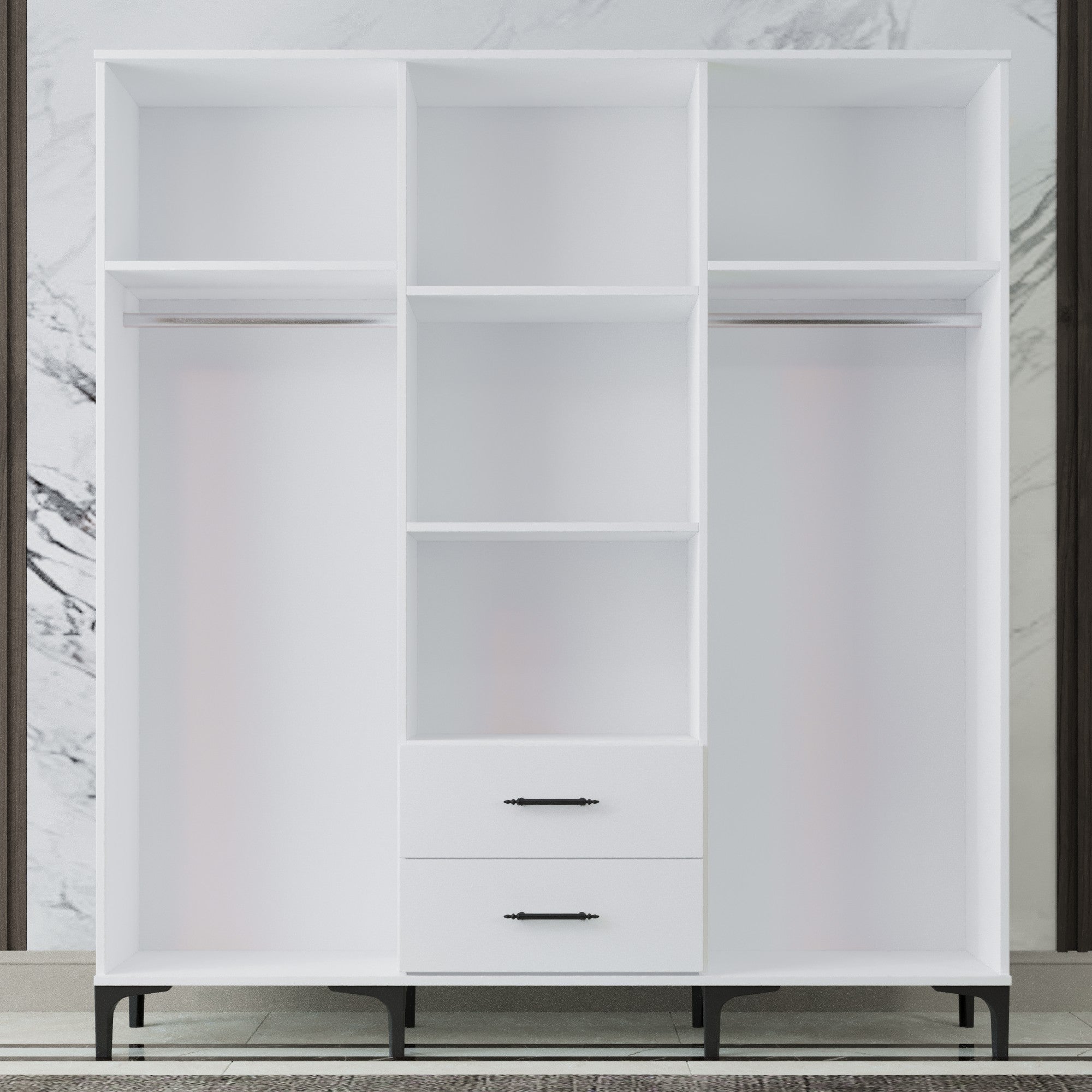 Dulap Desire cu 6 Uși – Design Modern, Spațios și Elegant, Alb Lucios