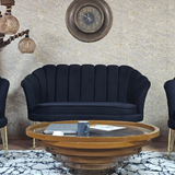 Set de Ceai Oyster - Picioare din sârmă placate cu aur, Material textil Babyface negru