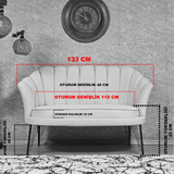 Set de Ceai Oyster - Picioare din sârmă placate cu aur, Material textil Babyface negru