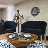 Set de Ceai Oyster - Picioare din sârmă placate cu aur, Material textil Babyface negru