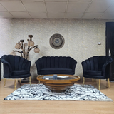 Set de Ceai Oyster - Picioare din sârmă placate cu aur, Material textil Babyface negru