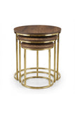 Set Mese de Cafea Rotunde – Design Elegant cu Blat din Sticlă și Structură Metalică Alb- Aur